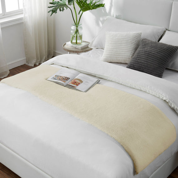 Hasenfell Kunstfell Teppich Vorleger | Rechteckig - Beige